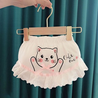 【Lucky Big Cat 】（兒童內褲）洛麗塔風嬰兒內衣女純棉嬰兒麵包褲小女孩短褲小女孩公主外穿三角褲(小貓)