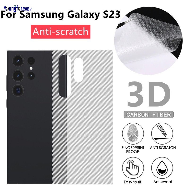SAMSUNG 適用於三星 Galaxy S23 Plus Ultra 的超薄 3D 防刮碳纖維 PVC 黑色屏幕貼膜