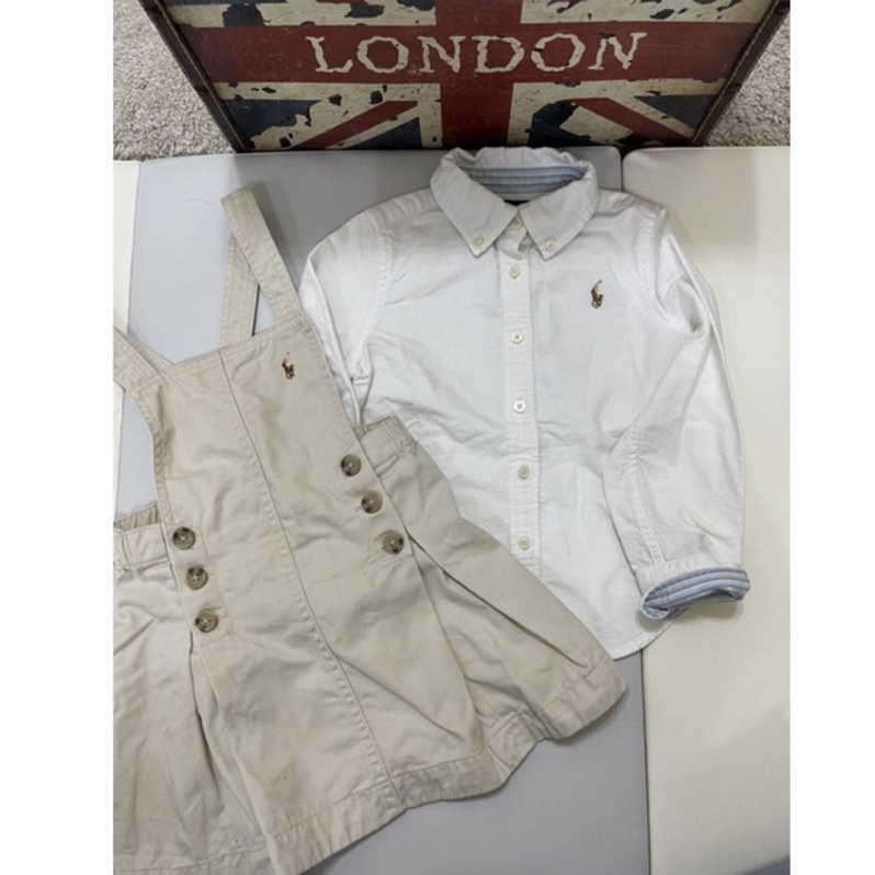 日標🇯🇵POLO Ralph Lauren 女童白襯衫100cm+卡其吊帶裙90cm 分售