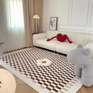 加厚客廳地毯羅馬棋盤格墊子格子簡約風臥室ins沙發地毯客廳