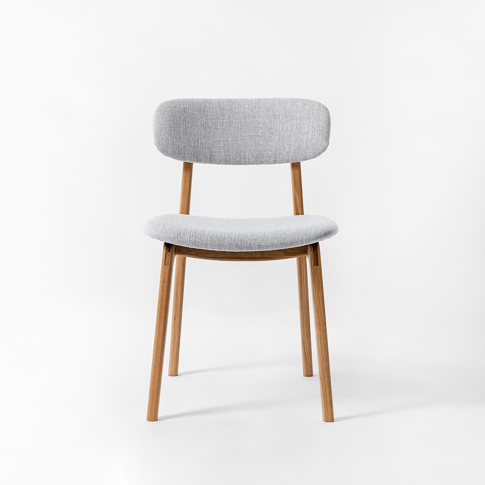 【HOLA】CORE ONE北歐風橡木布款餐椅 白灰色49x56x80(1P/2)