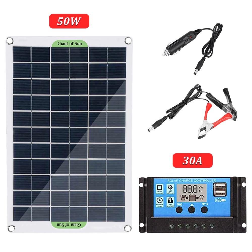 100w, 12V 太陽能電池板套件, 帶有 10 / 20 / 30A 控制器, 遠足太陽能電池, 汽車, 遊艇, R
