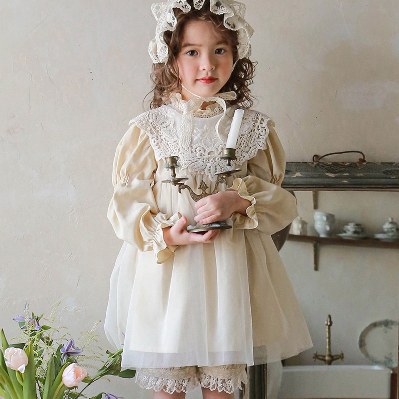 女童洋裝 兒童洋裝韓國 女童網紗洋裝 2023草莓珊韓國兒童女孩洋氣蕾絲蓬蓬紗公主洋裝