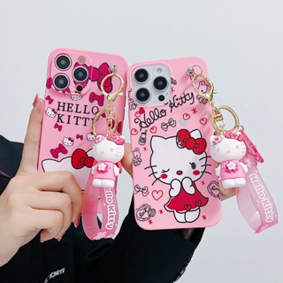 卡通可愛鑰匙扣挂件玩具蝴蝶結 Hello Kitty 手機殼適用於 OPPO A3S A12E A71 A7 A5S A