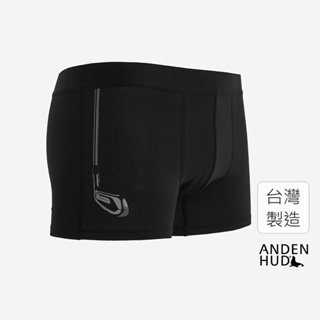 【Anden Hud】男款_紳士運動．短版腰帶平口內褲(黑-球桿) 純棉台灣製