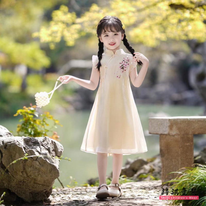 女童旗袍夏季中國風洋裝2023新款洋氣兒童公主裙漢服小女孩夏裝