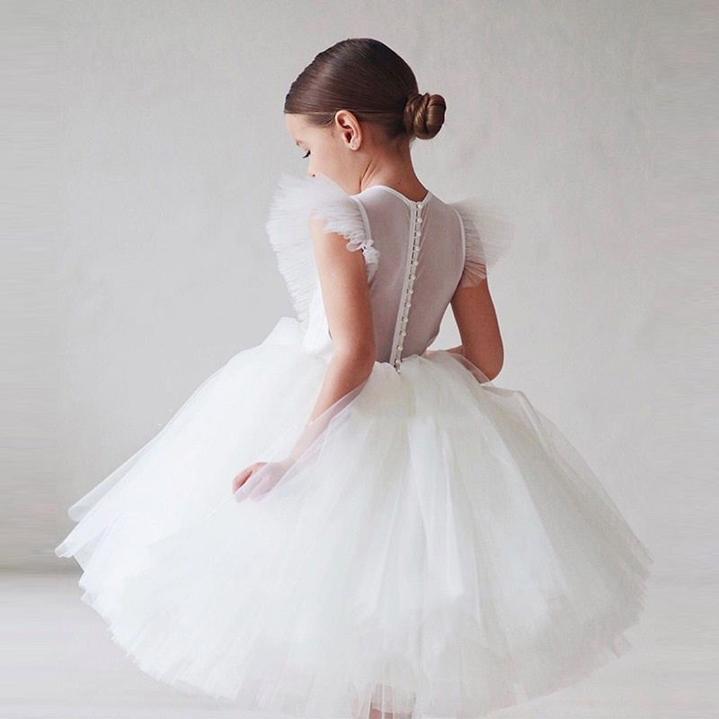 女童公主裙夏禮服小女孩生日花童婚紗兒童高級主持鋼琴演奏公主裙表演服