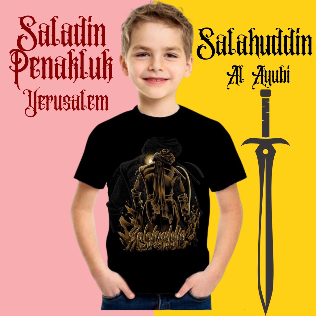 Salahudin Al Ayubi T 恤男童 Da'Wah 短袖穆斯林服裝 1 2 3 4 5 6 7 8 9 10