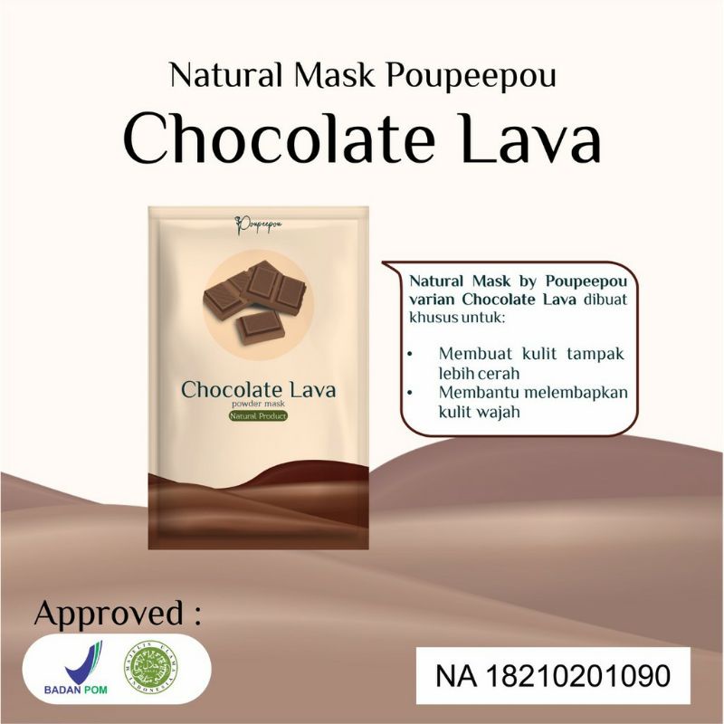天然面膜 Poupeepou 巧克力熔岩粉面膜 100 有機 BPOM