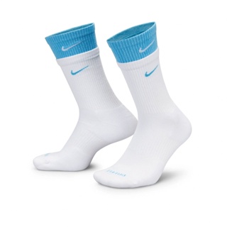Nike 襪子 Everyday Plus 男女款 白藍 雙層襪 長襪 中筒襪 單入【ACS】 DD2795-103
