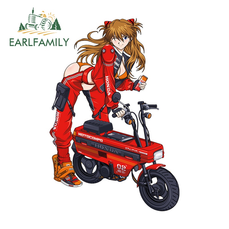 Earlfamily 13cm x 8.7cm Asuka Langley x Honda Motocompo 汽車貼紙