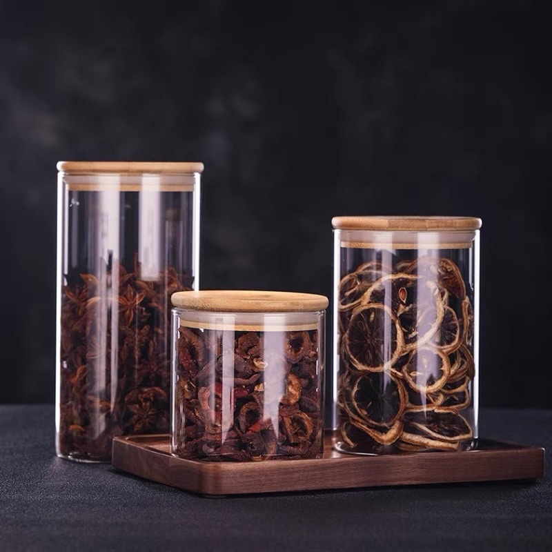【台灣現貨】高硼硅透明玻璃瓶茶葉雜糧收納儲物樣品展示盒密封裝飾罐子