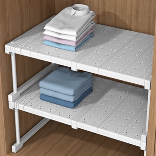 Ossayi 可伸縮衣櫃儲物架可堆疊擱板衣物收納架