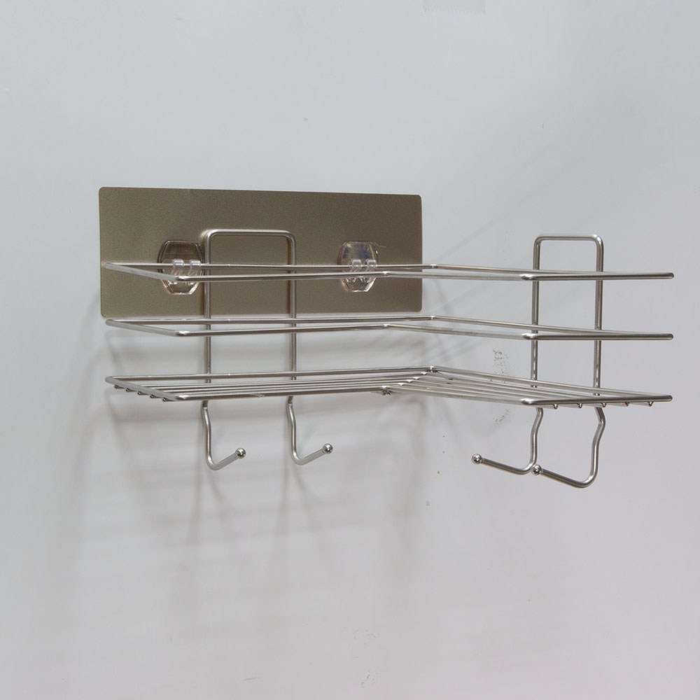 【HOLA】奇麗屋304不鏽鋼貼片式L型廚衛收納架