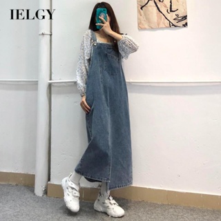 IELGY 女式不規則開衩牛仔寬鬆修身吊帶洋裝