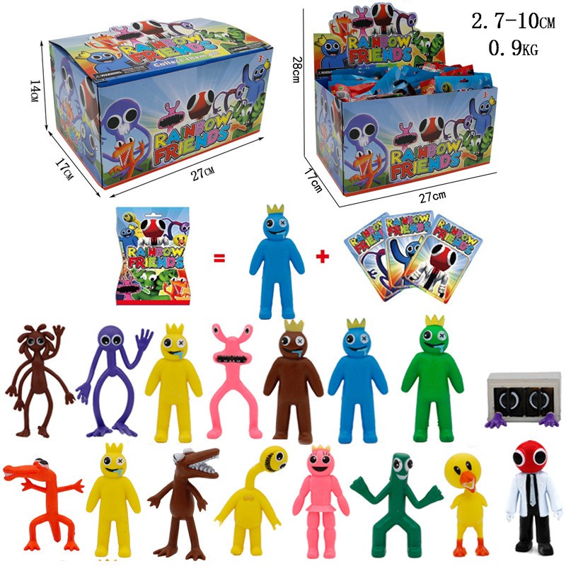 24件/套 彩虹朋友手辦盲盒盲袋公仔模型玩具小藍人口水怪擺件 Rainbow Friends Roblox