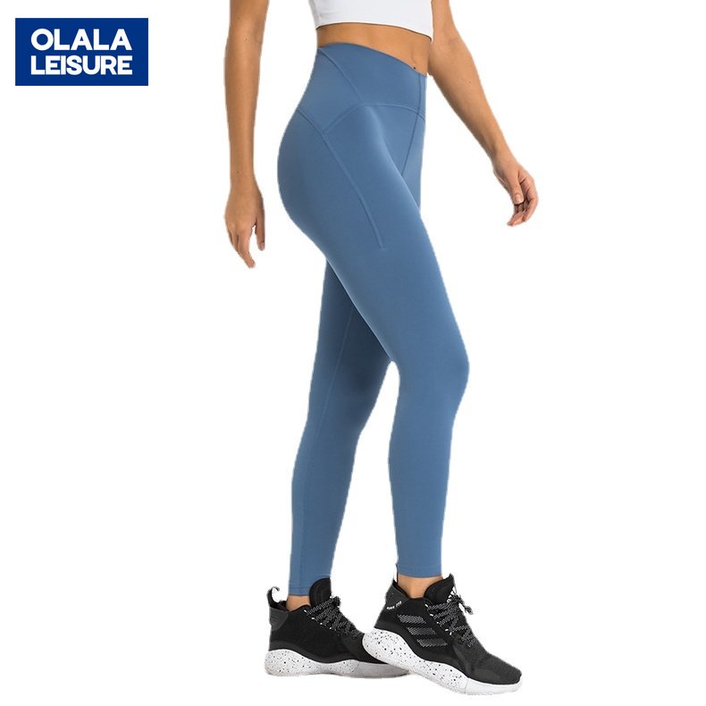 OLALA新品雙6性感蜜桃臀緊身顯瘦瑜伽褲 零感彈力緊身運動九分褲