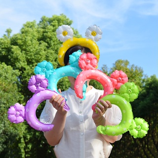 1個ins馬卡龍雛菊花頭帶氣球向日葵氣球婚禮生日派對裝飾兒童玩具