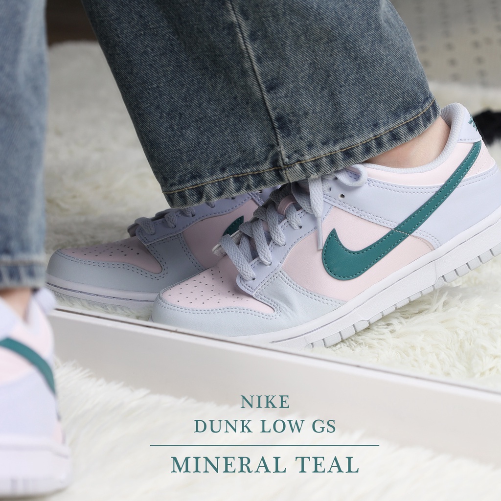 Nike 休閒鞋 Dunk Low GS 粉紅 藍 綠 女鞋 大童鞋 Mineral Teal FD1232-002