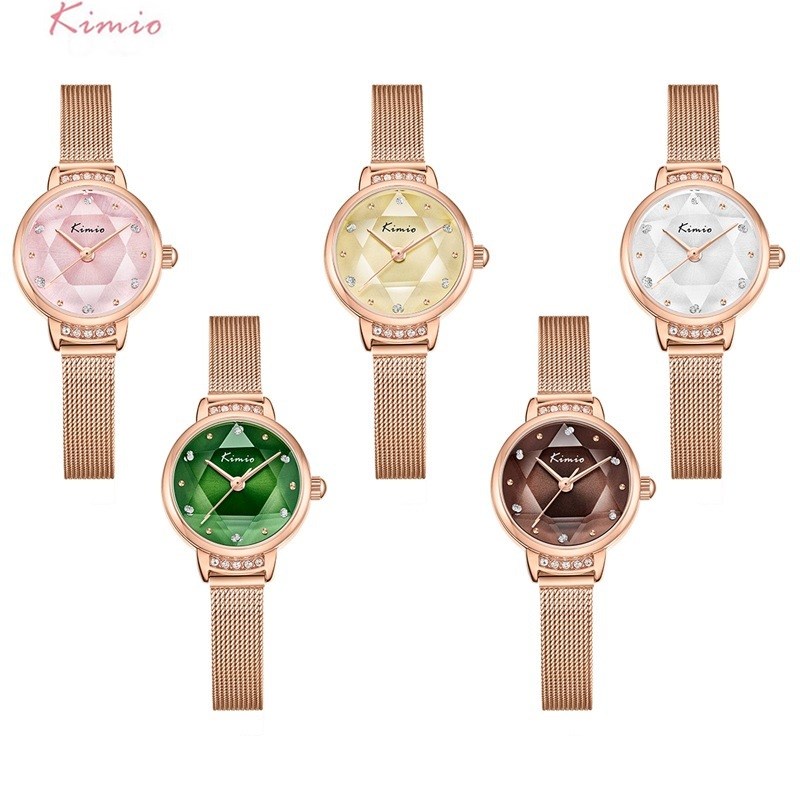 Kimio 金米歐 帶鑽時尚鋼帶石英女士手錶 K6489S