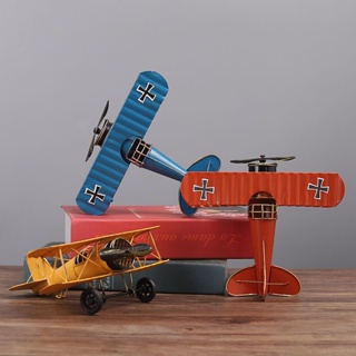 【小妖擺件專區】複古金屬飛機模型擺件客廳電視櫃酒玄關裝飾品創意傢居擺設工藝品
