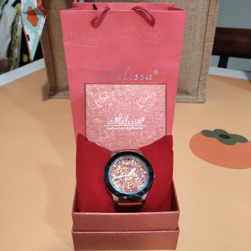 香港 正品 8 成新  Melissa 大紅色 水晶璀璨 石英錶 女錶/JAGA 馬錶 電子錶