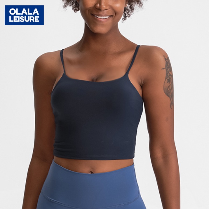 OLALA 帶胸墊瑜伽背心女 性感細帶美背聚攏運動內衣