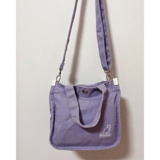 韓國 KANGOL 袋鼠 紫色 百搭帆布包 手提包 小方包 側背包 單肩包 迷你包 帆布 手提包 包包 帆布包