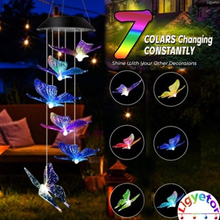 Ligyetor 太陽能風鈴燈變色蝴蝶吊燈帶家庭庭院戶外防水風鈴裝飾燈
