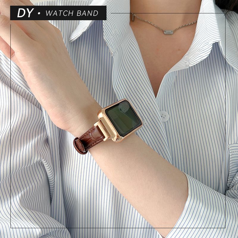 鱷魚紋錶帶 適用於 小米手環7 Pro 華為手環6 7 紅米手環Pro 真皮錶帶 + 金屬框 顯白顯瘦 彰顯氣質