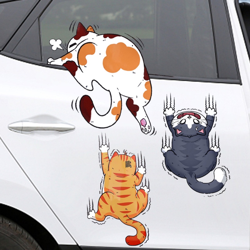 可愛的爬貓汽車電動車貼紙/卡通裝飾造型汽車車身窗戶玻璃貼花兒童玩具