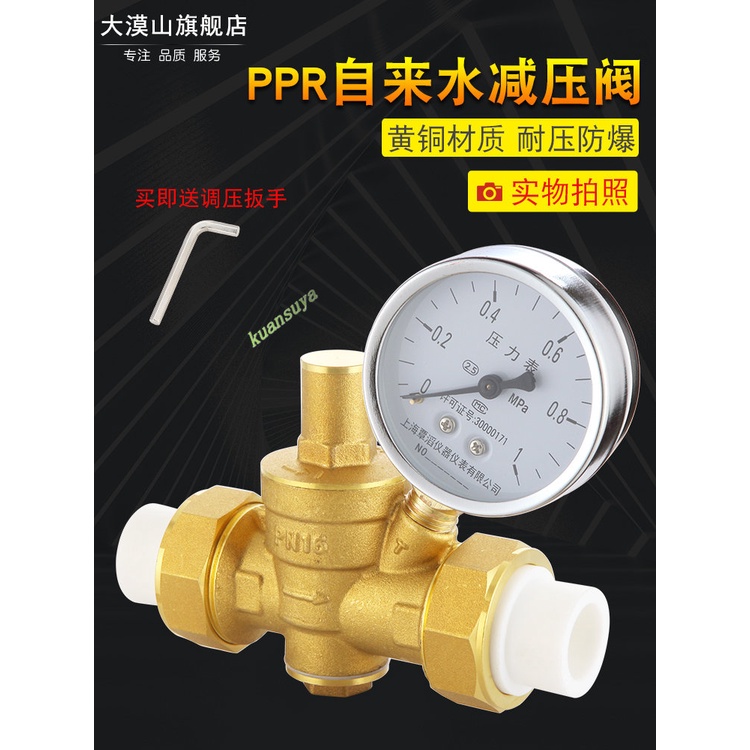 全銅家用穩壓閥 凈水器 熱水器 ppr205自來水管減壓閥 黃銅4分ppr接頭