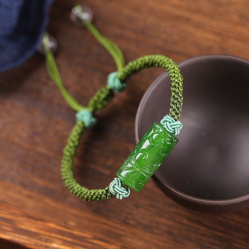【招來好運水晶】和田碧玉回紋桶珠約20:9.5mm手繩手鏈DIY設計配戴簡約時尚
