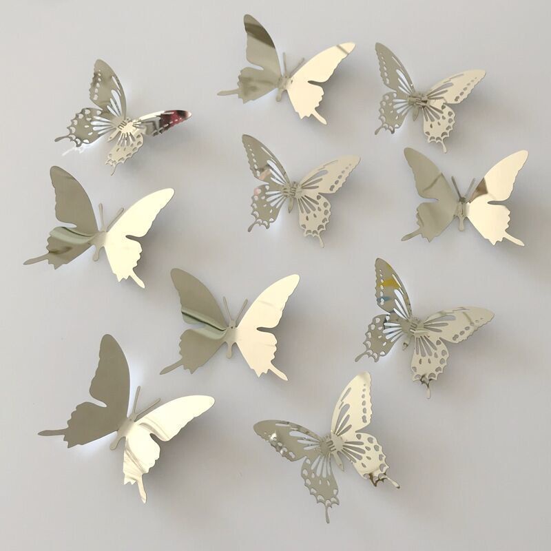 ❤VSE3❤墻壁釘蝴蝶墻貼裝飾品3D鏤空立體仿真裝飾客廳自粘背景墻上冰箱貼