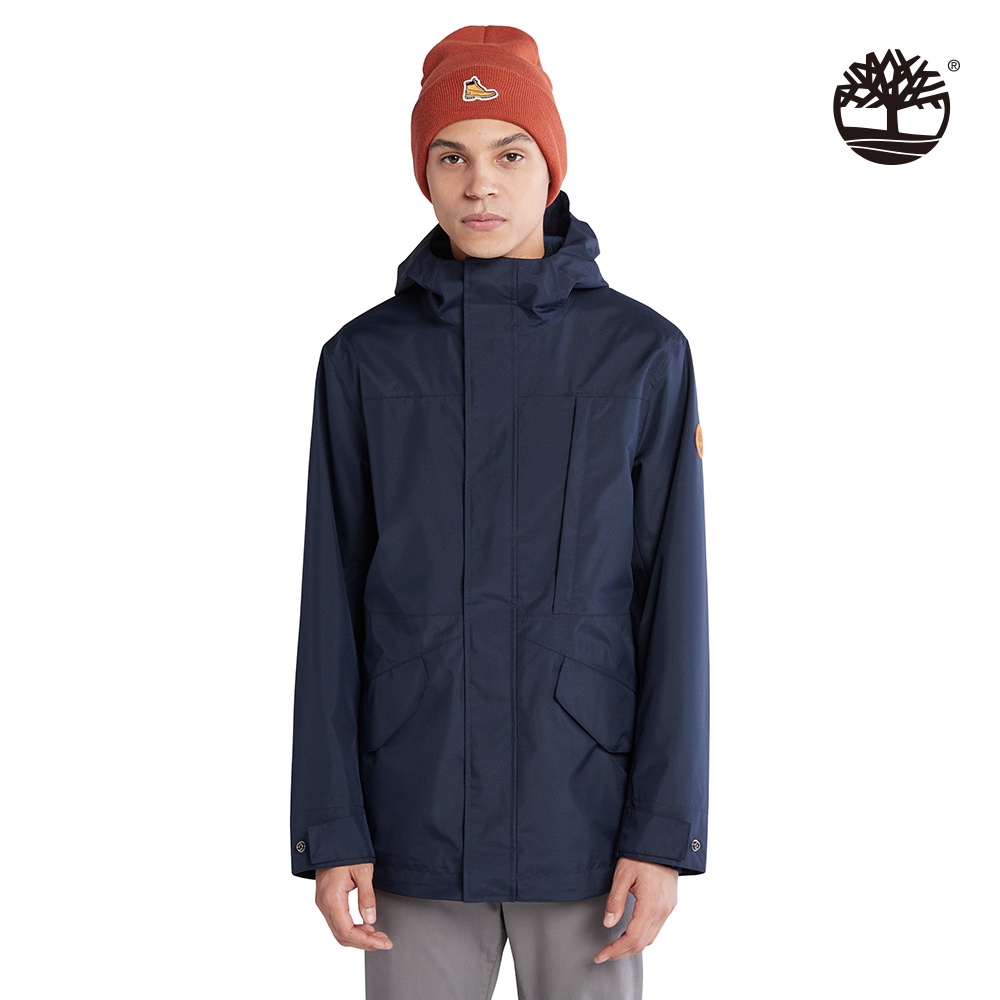 Timberland 男款深藍色壓紋連帽夾克|A5QKZ433