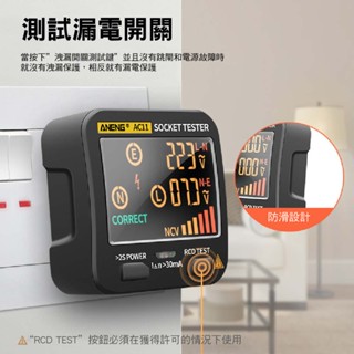 阿絨生活 ANENG 多功能LCD數位顯示插座測試儀【SY-AC11】