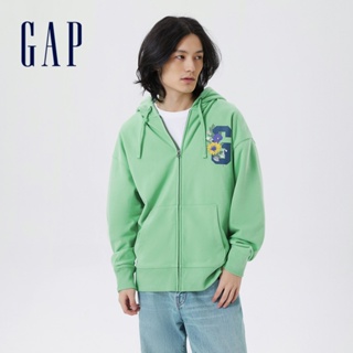 Gap 男裝 Logo連帽外套 碳素軟磨法式圈織系列-果綠色(601647)