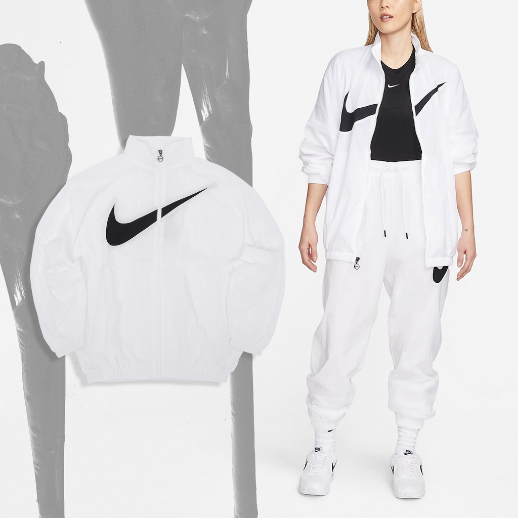 Nike 外套 NSW Essential 女款 白 風衣外套 大勾 防風 寬鬆【ACS】 DX5865-100