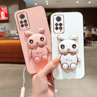 適用於 Redmi Note 11 11S 10 9S 9 Pro Max 可愛兔子支架電鍍保護套 Redmi Note