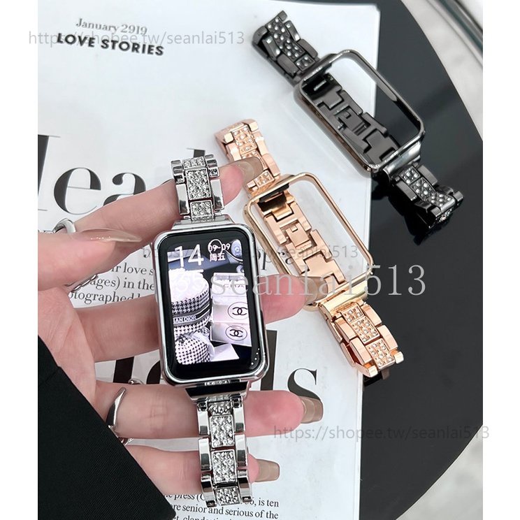 小米手環 8 7 Pro 錶帶  Redmi 手環 Pro 金屬錶帶 小米手環 8 Active 三珠滿鑽腕帶
