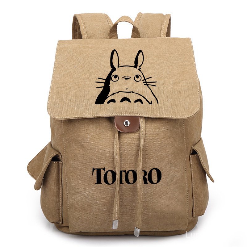 宮崎駿龍貓帆布包  二次元動漫周邊學生款後背包 戶外旅行雙肩背包 束口背包