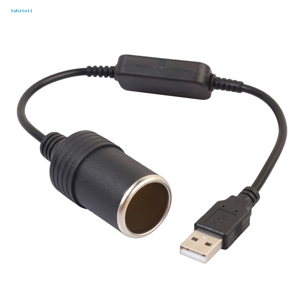 Ts USB 公頭 5V 至 12V 汽車點煙器電源母頭轉換器適配器電纜