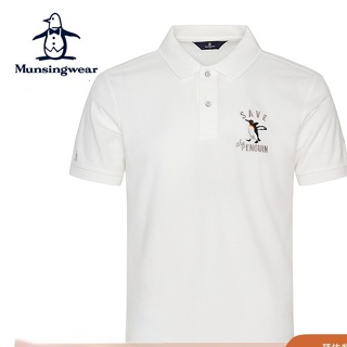 Munsingwear 男式短袖 POLO 衫夏季新款標籤印花 T 恤