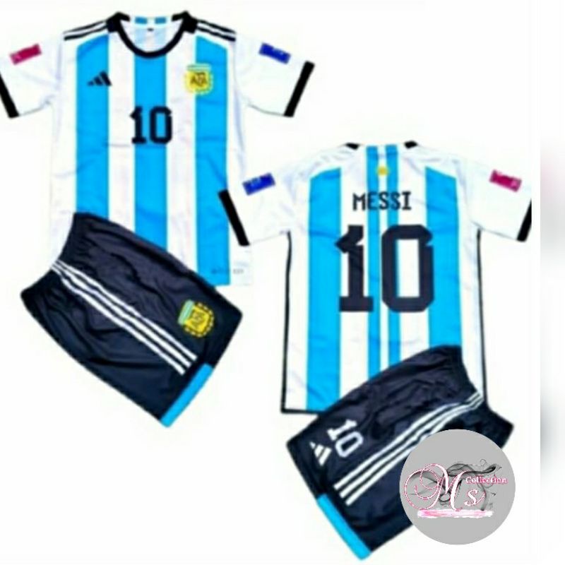 最新款阿根廷messi足球服2-12歲男童女童兒童足球衫兒童球衣套裝