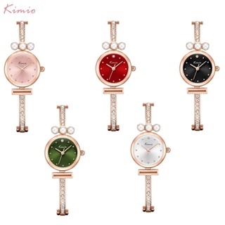 Kimio 金米歐 珍珠簡約連排水鑽手鐲手錶時尚女士手錶 K6475S