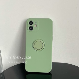 極簡純色豆綠指環支架蘋果手機殼 iphone16Pro Max保護殼15 14 13 12 11手機殼