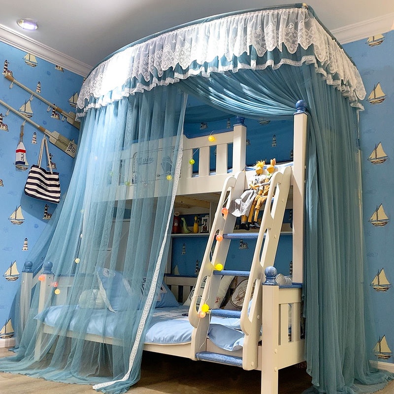 兒童雙層上下床蚊帳1.5m子母床家用高低鋪梯形u型伸縮1.2米1.35床