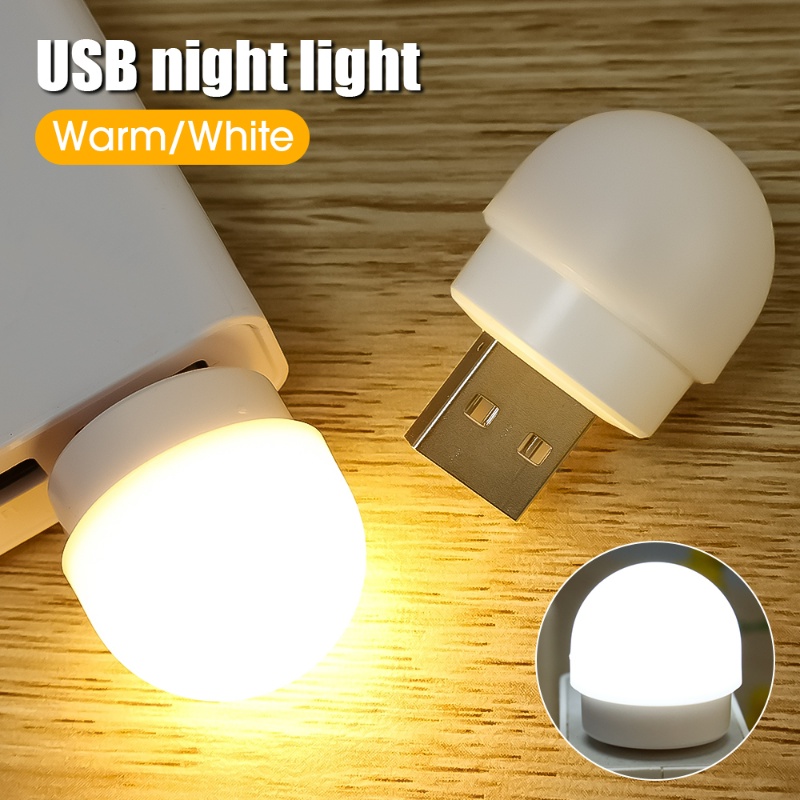 1pc USB 插頭燈迷你 LED 小夜燈/移動電源充電燈小型閱讀護眼燈移動燈泡