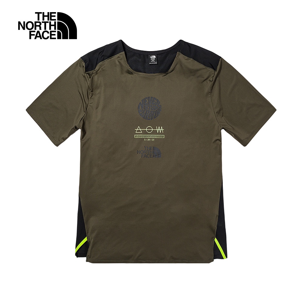 The North Face北面男款綠色拼接吸濕排汗舒適透氣短袖T恤｜82RLI4K