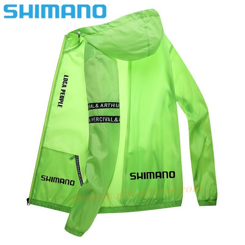Shimano 男士連帽夾克 2021 夏季休閒印花風衣女士釣魚夾克大衣拉鍊輕便夾克 Famale